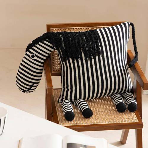 可爱斑马|线抱枕轻|高级感沙发抱枕风抱枕套办公室椅棉子奢靠枕床