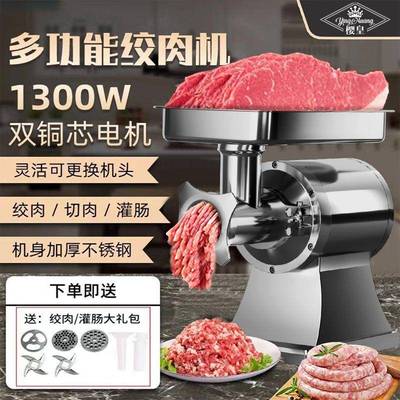 绞机商用多功肉电全动不锈钢家用自动FSW大功率强力碎能肉馅灌香