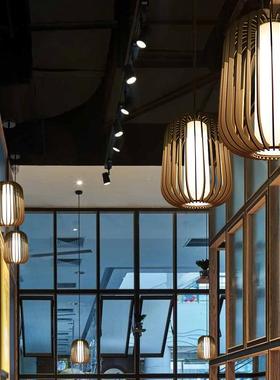 北欧原木吊灯现代简约厅MEJ-9195创意实木厅灯日式酒店咖民宿啡装