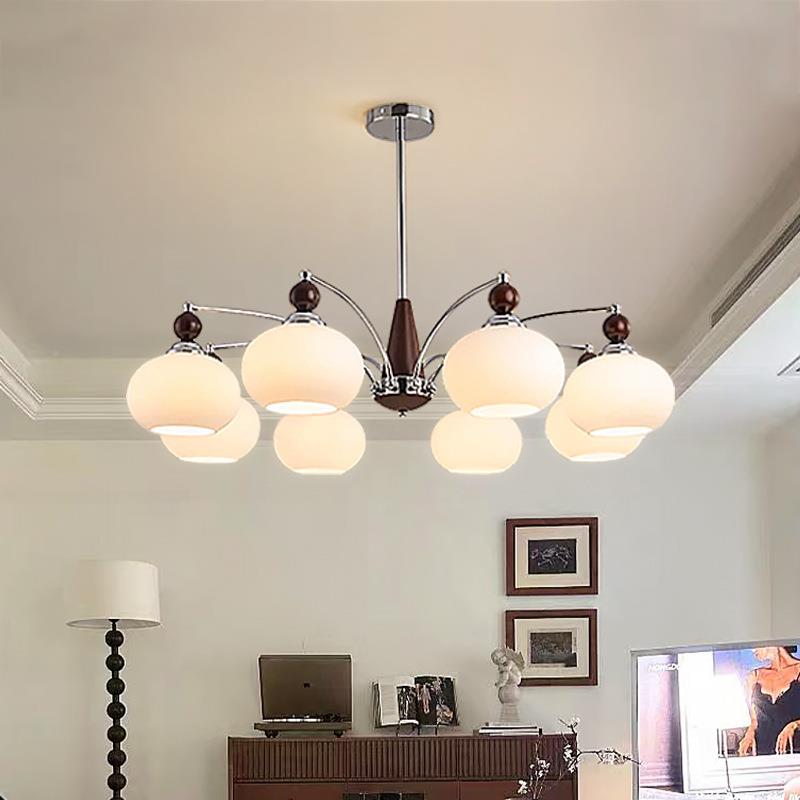 中古柿子吊灯实木28324室复古餐厅灯厅法奶油风卧包豪斯客灯c式as