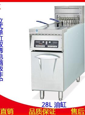 热卖DF-30立式汉堡炸鸡店单缸双筛电脑版炸炉商用28L电热油炸锅