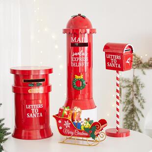 圣诞装饰品信箱小房子邮箱立式摆件圣诞节新款氛围装饰品摆件