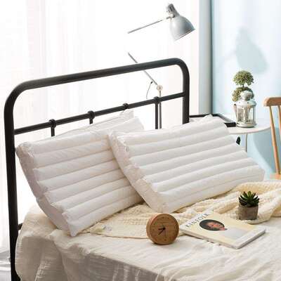 新款PE软管护颈枕立体纤维枕芯全棉防羽布枕头软管纤维二合一