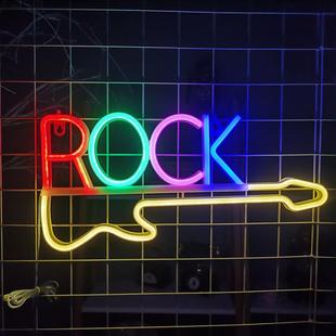 LED摇滚ROCK霓虹灯造型彩灯酒吧氛围灯网红挂墙节日派对卧室装 饰