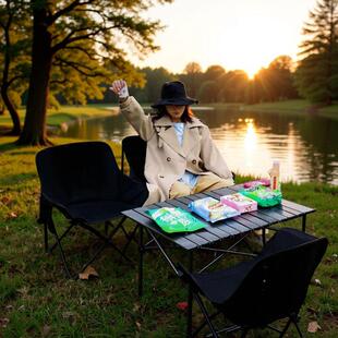 月亮椅套装露营折叠桌椅摆摊休闲椅户外便携式折叠椅套装