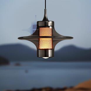 轻奢意式床头吊灯升降悬停吧台餐厅灯设计师款艺术斗笠卧室吊线灯