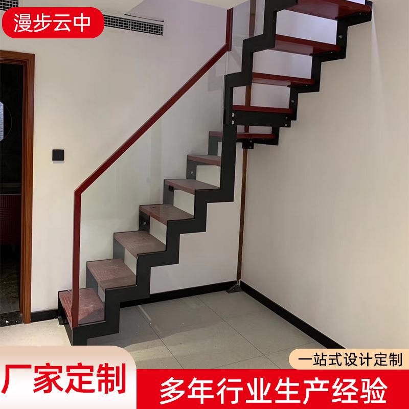 现货双梁插玻楼梯别墅阁楼家用楼梯室内室外小户型楼梯双梁楼梯