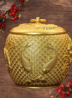 厂家铜制作1902茶铜茶黄叶罐品鲤鱼茶叶罐具用量大价低