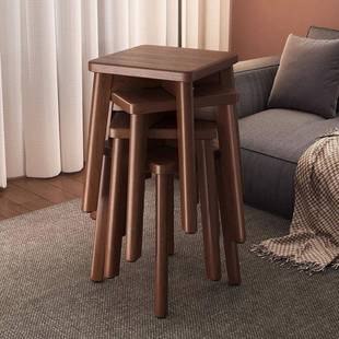 中家用餐椅实木凳子111叠放凳客人厚备式 用餐桌吃饭特耐用可四脚