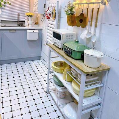 橱柜边层柜置物架多功能菜篮切菜工作LDW子台收纳架带门边餐柜多