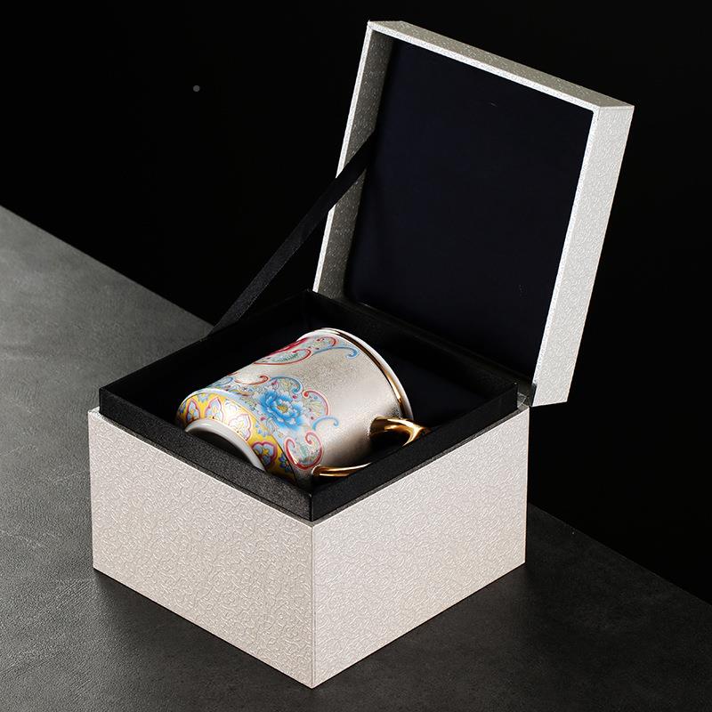 珐高档掐丝银琅彩个人专用陶礼瓷办泡98茶杯茶公水分离杯品杯送客