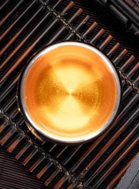 为椿品鎏银陈金斑天目浮雕茶茶杯20221017主人杯单杯茶盏金杯黄金
