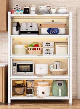 厨储房物置架收纳柜锅具物碗收纳柜微波炉烤箱碳钢202505-Y家用多