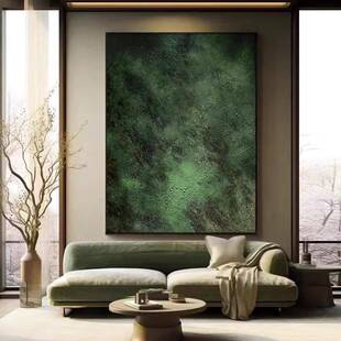 画手QWE-2302绘油《何止理青绿》抽画象玄关装饰立体厚肌餐厅壁画