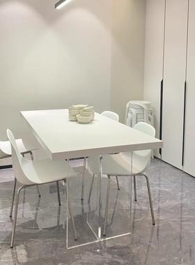 浮网红桌黑色亚克家力悬餐桌YN0326现代简约长悬空实木茶桌用书桌