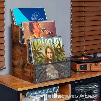 木质唱片架复古乙木烯基HD-523唱示片收纳架阶梯式CD专辑支网架格