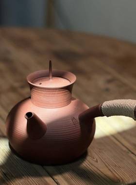 潮州原矿紫泥F76757M9铫电响陶炉砂炭炉把壶侧功夫茶具炭炉煮水陶