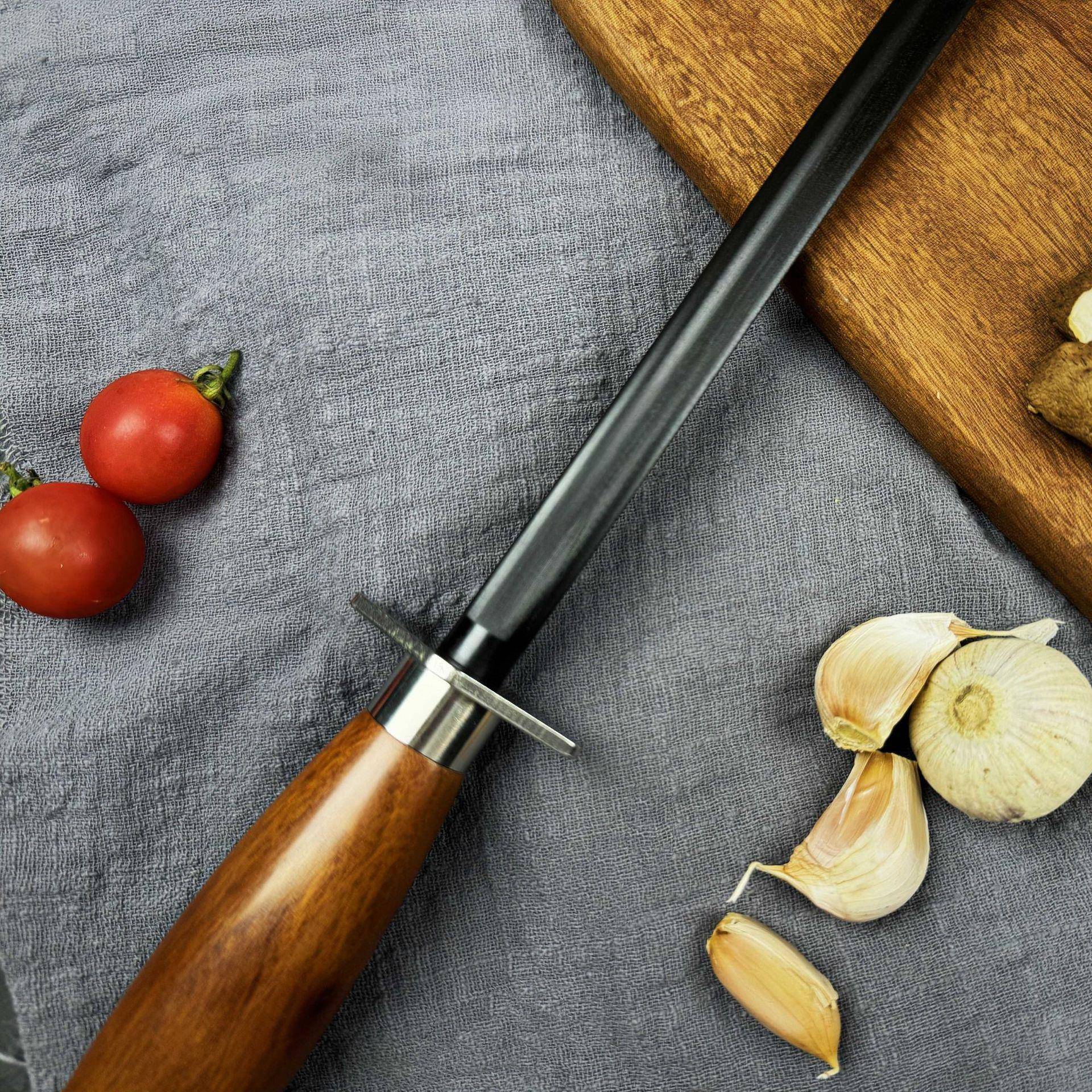 寸红桂宝木2柄KSR-003超细纹磨刀棒黑钢磨棍磨刀1石家刀用磨刀神