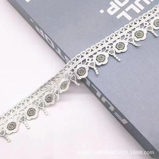 拼小蕾丝边金线绣边镂空刺绣花织带窗帘装 花布 饰金丝RIN编织接款