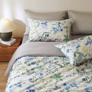 美式60支全棉四件套纯棉贡缎a类长绒棉被套床单田园床上用品套装