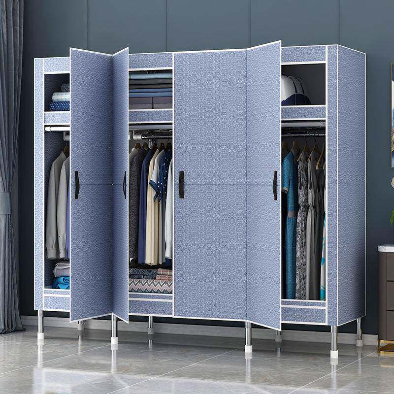 钢架简易衣柜家用卧室磁吸门衣柜宿舍出租房多层落地衣橱收纳柜子