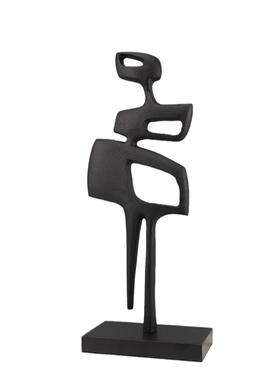 新中式现代创意金属人物雕塑黑色小摆件样板间软装饰品
