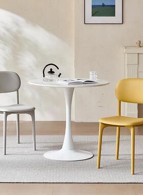 塑料子现代简约白色椅TZB子轻奢高级餐桌凳子用休闲坐椅靠椅背家