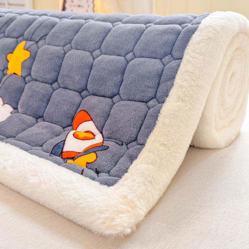 冬季新牛奶绒垫床护垫褥子加厚保暖印款花1008321j设床床褥计柔软