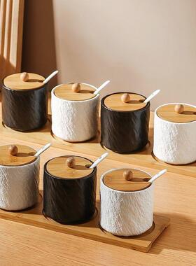 日式料瓷调味罐调料LQZ盒家用糖厨房味精辣陶椒胡椒盐调罐瓶组合