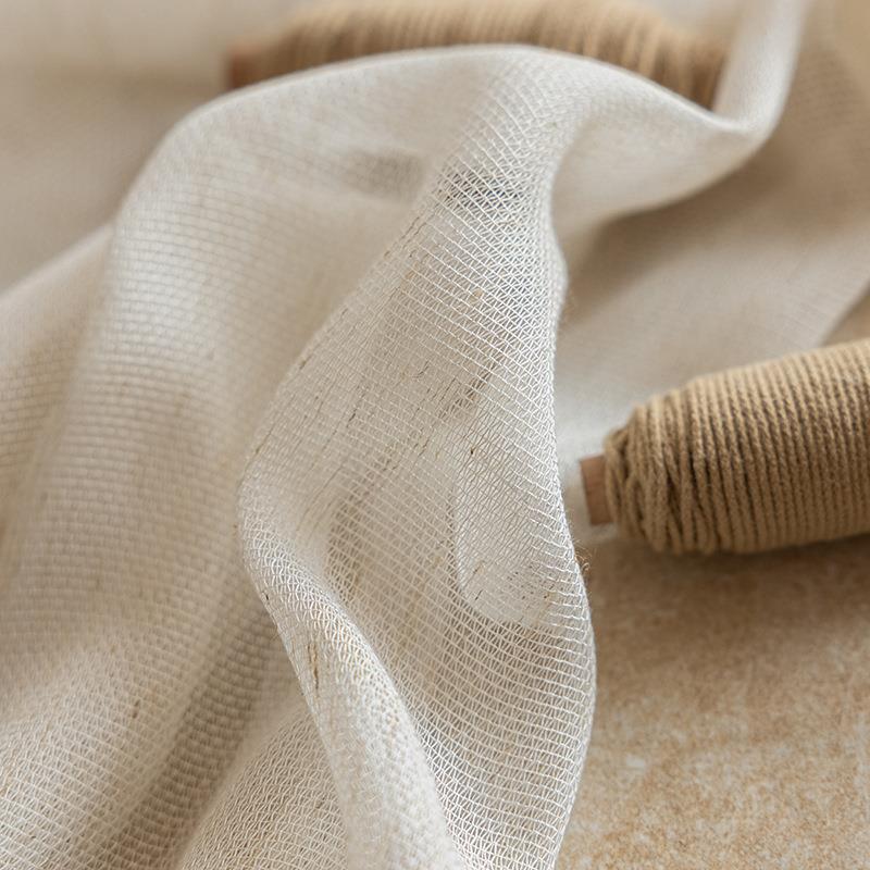 日式原居奶油亚麻纱黑边窗纱家卧室客厅木阳台双层风窗ZQB帘窗纱