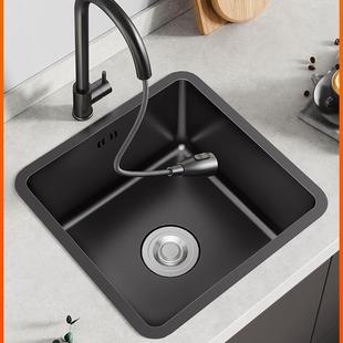 黑色纳米304不锈钢水槽厨阳房小方形洗菜盆台下号槽吧台岛台229单