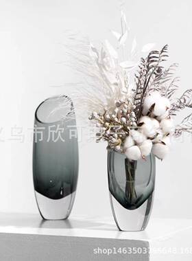 现代简约创意玻切口璃花瓶摆件玄关厅视柜200105民宿客样电板房软