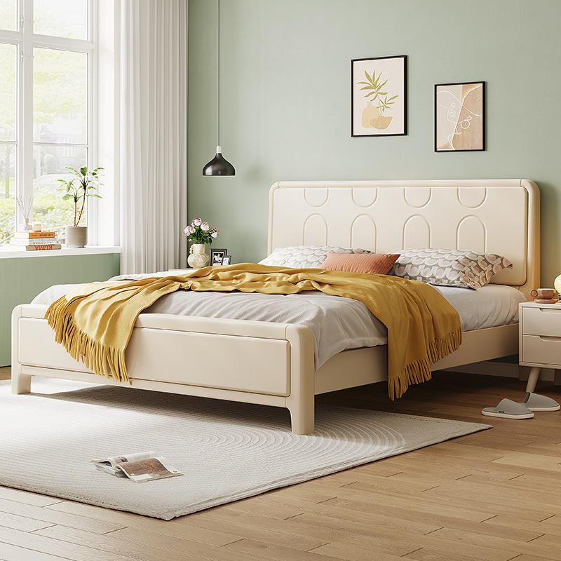 现代简约实木床奶油风主床A082户小型1公米5卧高箱室储物双人实木