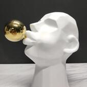 现简抽约黑白色树脂人物吹样泡泡象雕塑摆件板间家居装 代饰ECO品