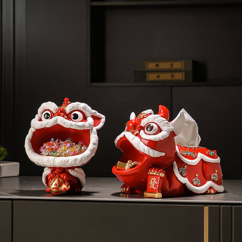 招财醒狮入户玄关钥匙收纳摆件进门口鞋柜客厅装饰品乔迁新居礼物