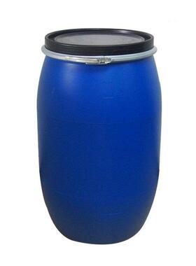 200L0升圆形塑料铁箍桶法兰RRW桶化工桶20桶kg公斤蓝色口开包装大