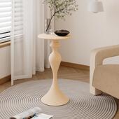 欧网式 铁油艺边几艺小茶RHM几迷你金属红小圆桌铁可移动奶风沙发