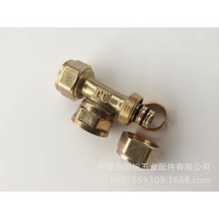 国巨内T16*1/2F铜丝三通UNH卡套式管件铝塑铜管接头