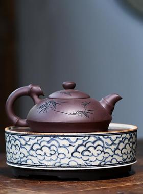 宜兴名家刻绘紫砂壶泥原矿紫DIF壶逸竹泡茶家用老茶具定制网店