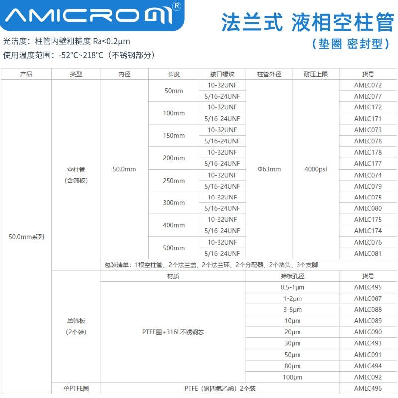 50mm制备柱液m相谱制备色柱空柱316L不锈钢空柱管大口径空柱300m