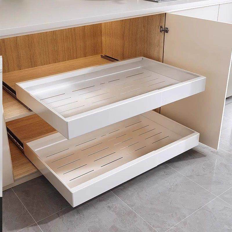 厨房橱柜内抽拉式滑轨免打孔可伸缩放碗碟调料抽屉式拉篮置物架子,电子元器件市场,其它元器件,淘宝优惠券,粉丝福利购,淘宝优惠卷