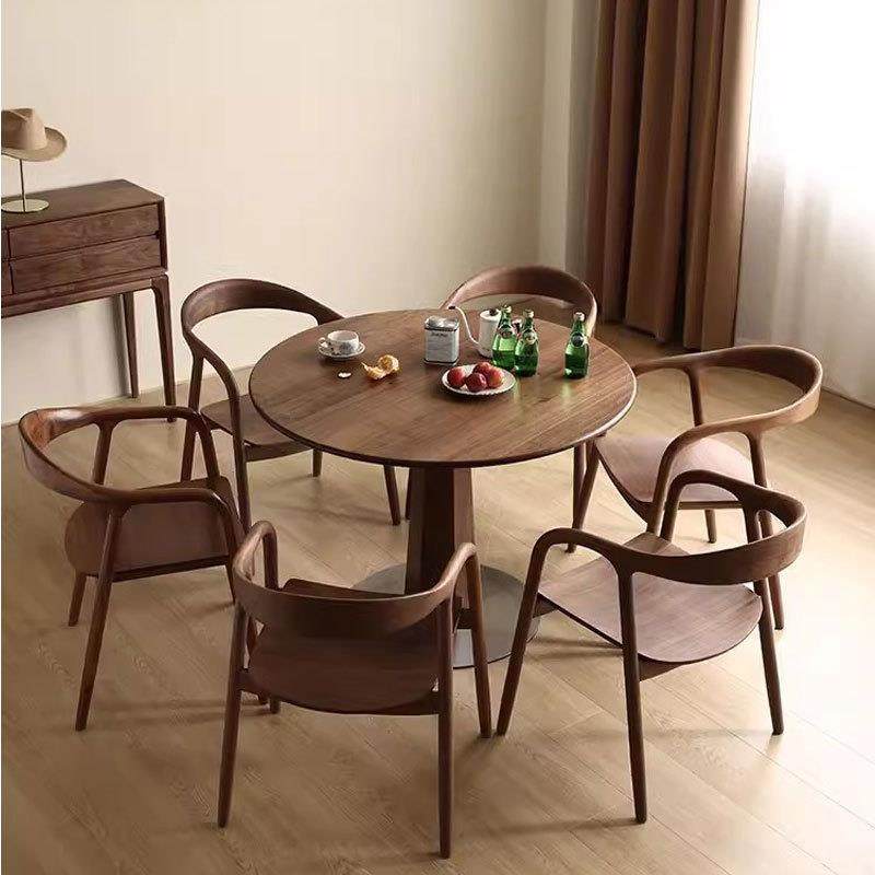 北美黑胡桃木餐桌全实木饭桌圆桌餐厅北欧现代简约休闲桌小户型