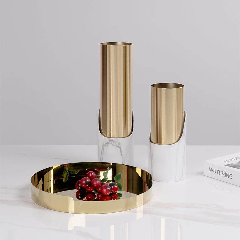 现代轻奢样板房间金属花瓶摆件仿大理石花器托盘桌面组合软装饰品,纺织面料/辅料/配套,纺织机械配件,淘宝优惠券,粉丝福利购,淘宝优惠卷