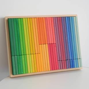 椴木浸染建筑条彩虹积木拱桥幼儿园儿童益智早教堆塔叠叠高开放性