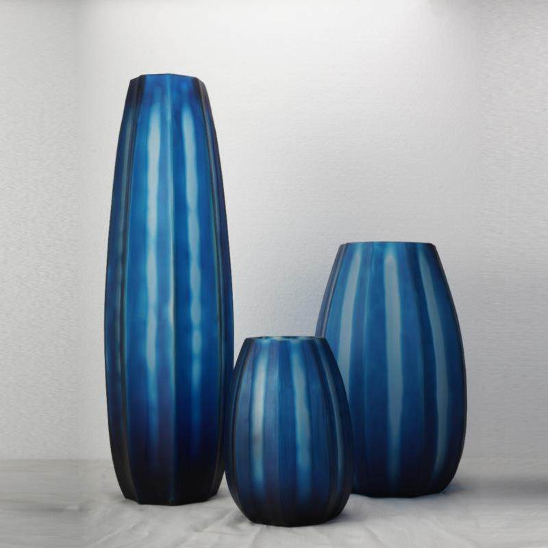 克洛因蓝色高档落地敞口玻璃大花瓶高级感手工刻磨镌刻艺术摆件,机械设备,其他机械设备,淘宝优惠券,粉丝福利购,淘宝优惠卷