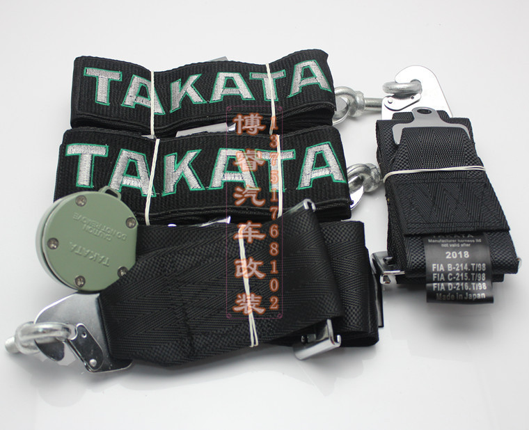 takata四点式安全带黑色安全带改装安全带个性通用