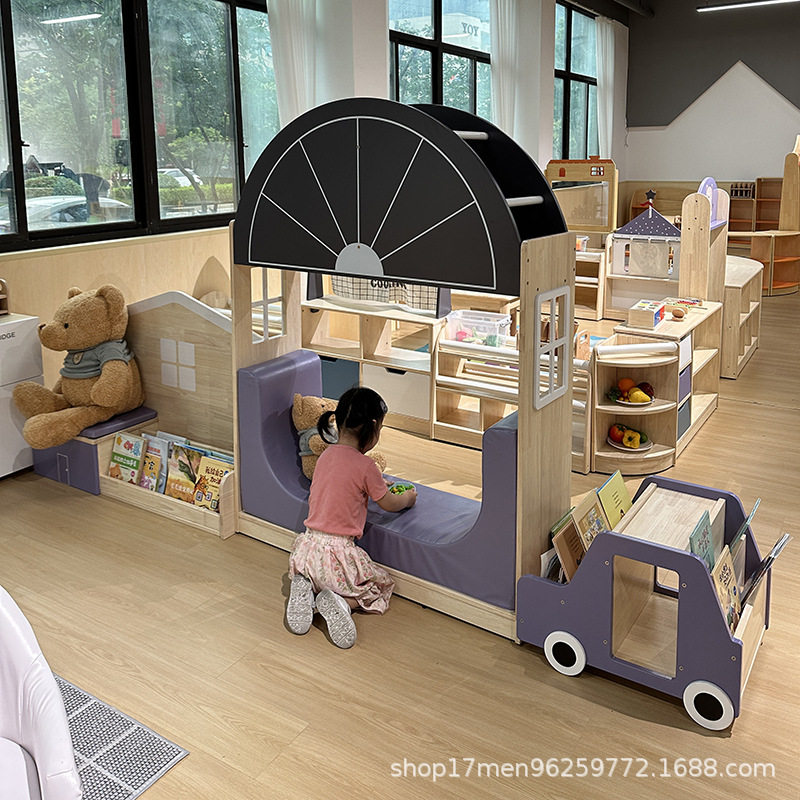 厂家直销幼儿园实木家具书架绘本架图书馆书柜儿童置物架阅读桌椅