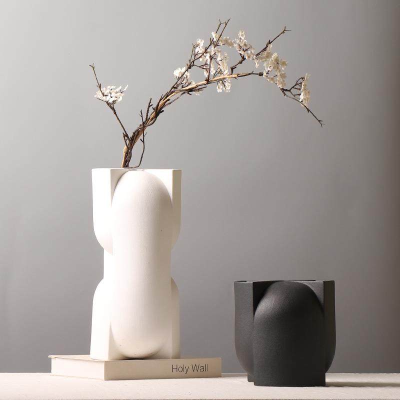 现代简约蝴蝶结创意陶瓷花瓶磨砂质感插花花器客厅装饰品摆件黑白,机械设备,其他机械设备,淘宝优惠券,粉丝福利购,淘宝优惠卷