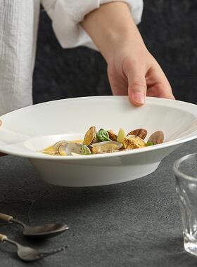 德化USY餐椭形盘子白圆色深盘家用菜盘日具式级感酒店高厨房陶瓷