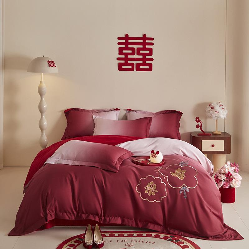 024新款磨毛时尚花边2床裙婚庆四ZJF40515件套变1.8款m床单款四件